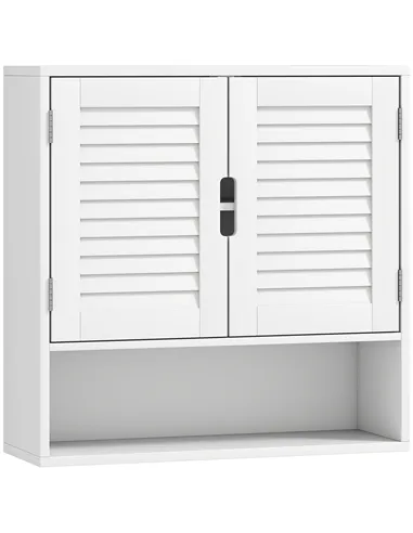 HOMCOM Bathroom Cabinet, Wall Mounted Storage Cabinet with Adjustable Shelves, 60 x 20 x 60 cm, White