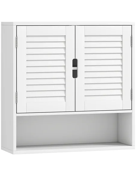 HOMCOM Bathroom Cabinet, Wall Mounted Storage Cabinet with Adjustable Shelves, 60 x 20 x 60 cm, White