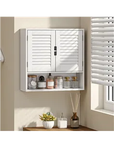 HOMCOM Bathroom Cabinet, Wall Mounted Storage Cabinet with Adjustable Shelves, 60 x 20 x 60 cm, White 2