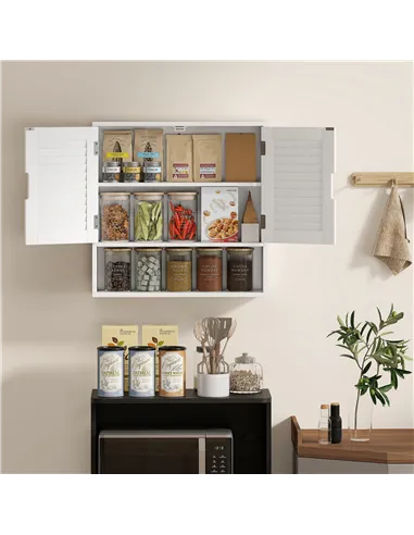 HOMCOM Bathroom Cabinet, Wall Mounted Storage Cabinet with Adjustable Shelves, 60 x 20 x 60 cm, White