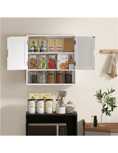 HOMCOM Bathroom Cabinet, Wall Mounted Storage Cabinet with Adjustable Shelves, 60 x 20 x 60 cm, White