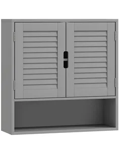 HOMCOM Bathroom Cabinet, Wall Mounted Storage Cabinet with Adjustable Shelves, 60 x 20 x 60 cm, Grey