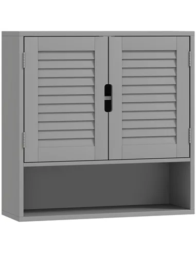 HOMCOM Bathroom Cabinet, Wall Mounted Storage Cabinet with Adjustable Shelves, 60 x 20 x 60 cm, Grey