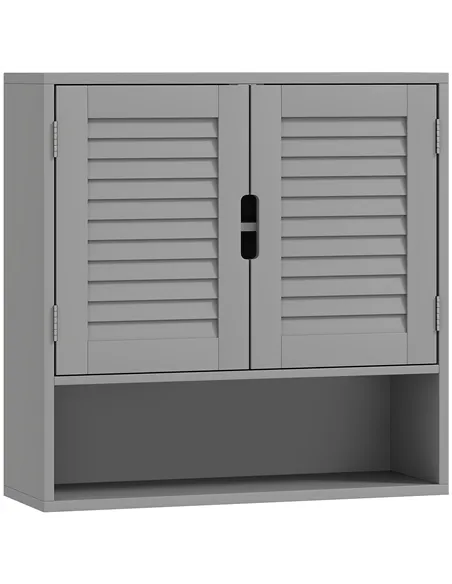 HOMCOM Bathroom Cabinet, Wall Mounted Storage Cabinet with Adjustable Shelves, 60 x 20 x 60 cm, Grey