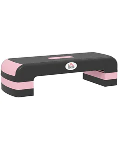 HOMCOM Aerobic Step with 3-Level Adjustable Heights for Home, Office Exercise, Black and Pink