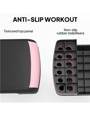 HOMCOM Aerobic Step with 3-Level Adjustable Heights for Home, Office Exercise, Black and Pink
