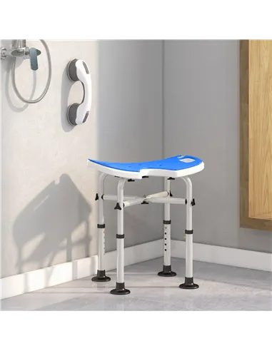 HOMCOM 39-51.5cm 'U' Seat Padded Shower Stool - Dark Blue
