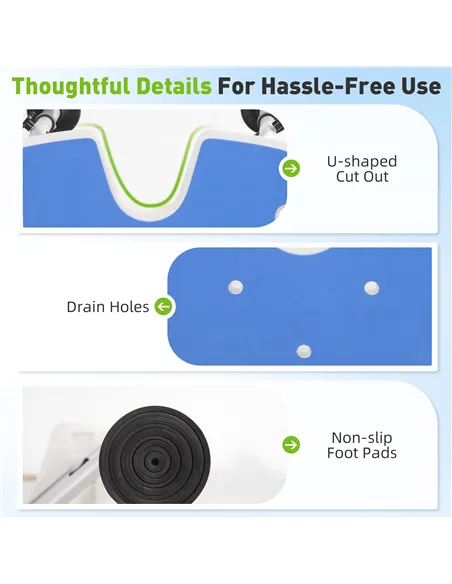 HOMCOM 39-51.5cm 'U' Seat Padded Shower Stool - Dark Blue