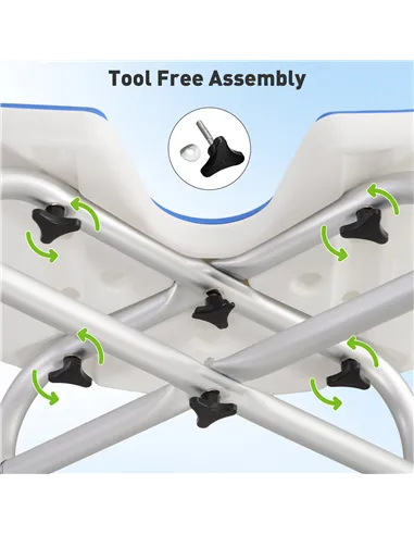 HOMCOM 39-51.5cm 'U' Seat Padded Shower Stool - Dark Blue