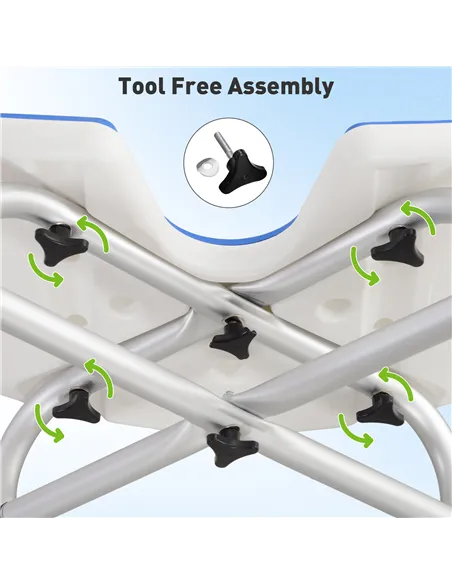 HOMCOM 39-51.5cm 'U' Seat Padded Shower Stool - Dark Blue