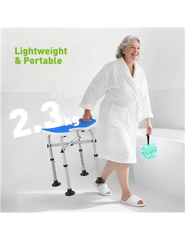 HOMCOM 39-51.5cm 'U' Seat Padded Shower Stool - Dark Blue