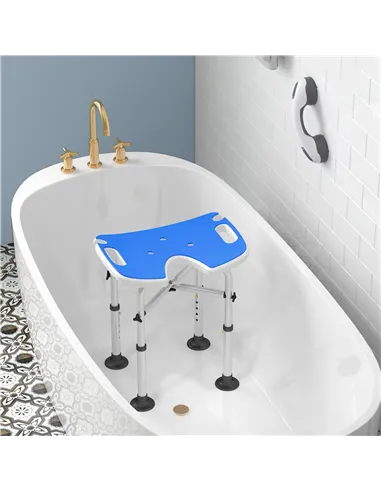 HOMCOM 39-51.5cm 'U' Seat Padded Shower Stool - Dark Blue