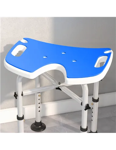 HOMCOM 39-51.5cm 'U' Seat Padded Shower Stool - Dark Blue