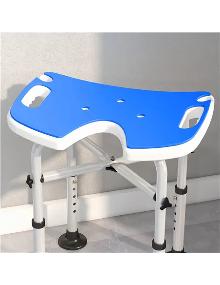 HOMCOM 39-51.5cm 'U' Seat Padded Shower Stool - Dark Blue