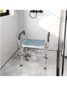 HOMCOM 57-69cm Aluminium Frame Bath Seat - Light Blue 2