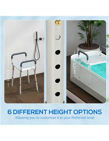 HOMCOM 57-69cm Aluminium Frame Bath Seat - Light Blue