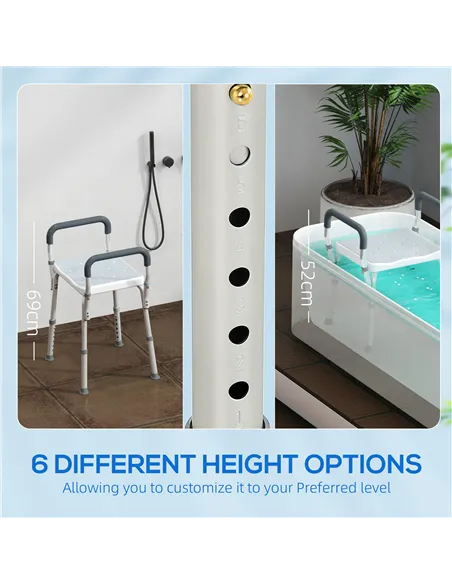 HOMCOM 57-69cm Aluminium Frame Bath Seat - Light Blue