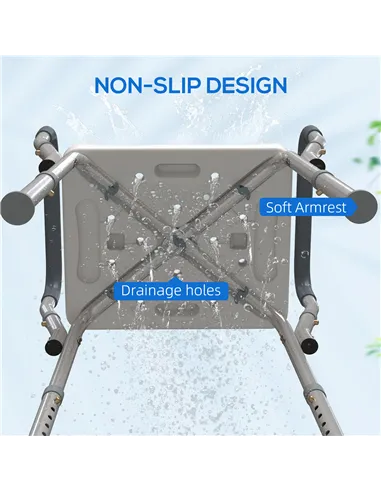 HOMCOM 57-69cm Aluminium Frame Bath Seat - Light Blue