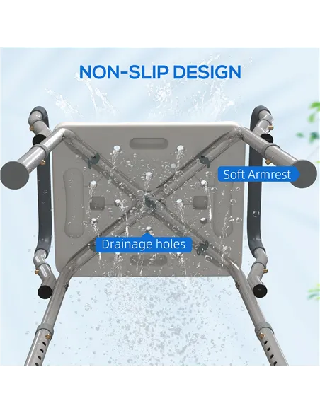 HOMCOM 57-69cm Aluminium Frame Bath Seat - Light Blue