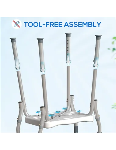 HOMCOM 57-69cm Aluminium Frame Bath Seat - Light Blue