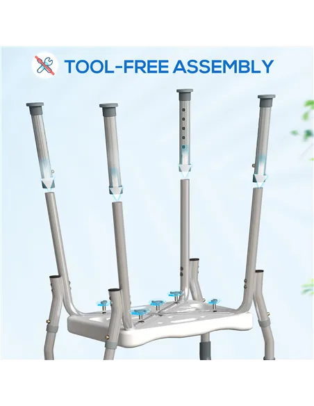 HOMCOM 57-69cm Aluminium Frame Bath Seat - Light Blue