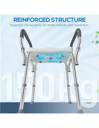 HOMCOM 57-69cm Aluminium Frame Bath Seat - Light Blue