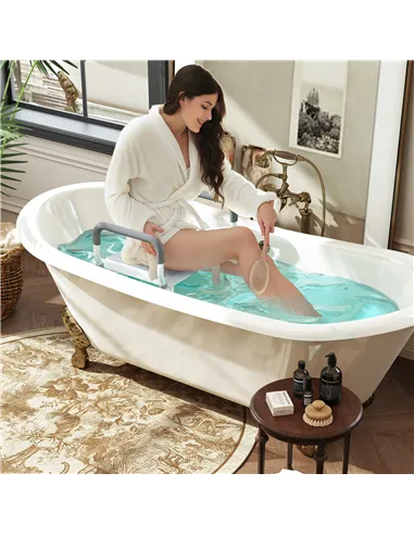 HOMCOM 57-69cm Aluminium Frame Bath Seat - Light Blue