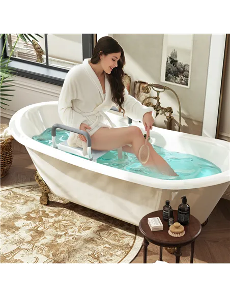 HOMCOM 57-69cm Aluminium Frame Bath Seat - Light Blue