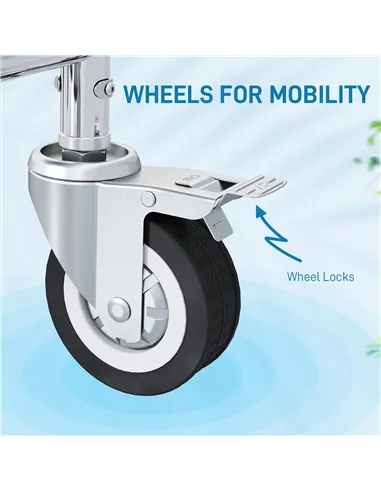 HOMCOM Rolling Shower Wheelchair for Seniors, Bedside Commode Chair with Locking Wheels, Seat, Backrest, Arms, Grey