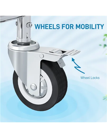 HOMCOM Rolling Shower Wheelchair for Seniors, Bedside Commode Chair with Locking Wheels, Seat, Backrest, Arms, Grey