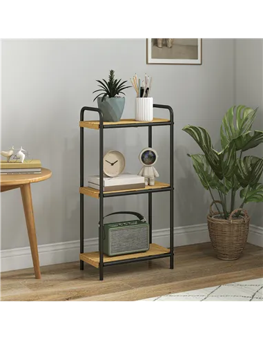 HOMCOM 3-Tier Bamboo Bathroom Storage Shelf, Freestanding Narrow Shelving Unit with Slatted Shelves for Kitchen Bathroom Living 