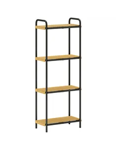 HOMCOM 4-Tier Bamboo Bathroom Storage Shelf, Freestanding Narrow Shelving Unit with Slatted Shelves for Kitchen Bathroom Living 
