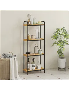 HOMCOM 4-Tier Bamboo Bathroom Storage Shelf, Freestanding Narrow Shelving Unit with Slatted Shelves for Kitchen Bathroom Living  2