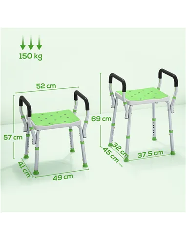 HOMCOM 57-69cm Aluminium Frame Bath Seat