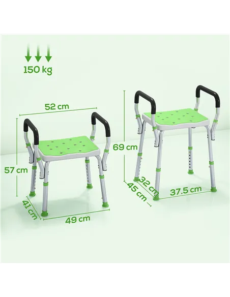 HOMCOM 57-69cm Aluminium Frame Bath Seat