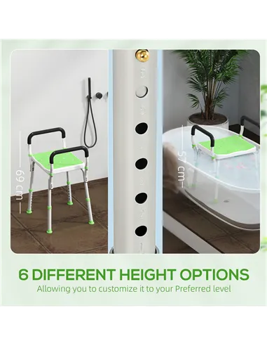 HOMCOM 57-69cm Aluminium Frame Bath Seat