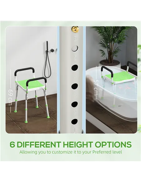 HOMCOM 57-69cm Aluminium Frame Bath Seat