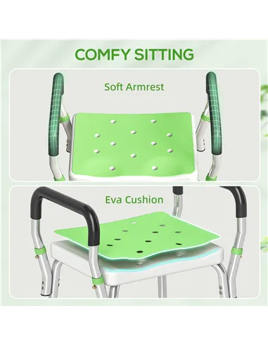 HOMCOM 57-69cm Aluminium Frame Bath Seat