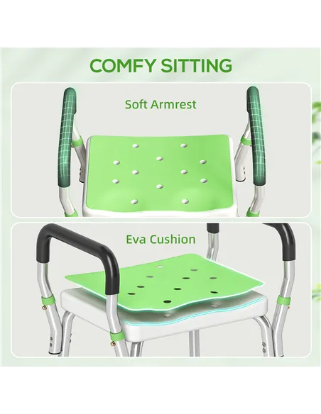 HOMCOM 57-69cm Aluminium Frame Bath Seat