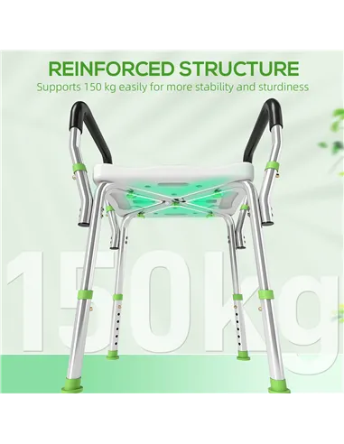 HOMCOM 57-69cm Aluminium Frame Bath Seat