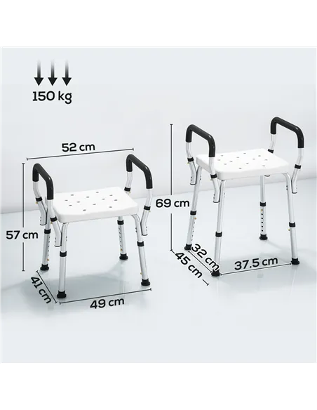 HOMCOM 57-69cm Aluminium Frame Bath Seat