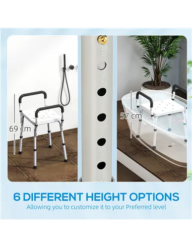 HOMCOM 57-69cm Aluminium Frame Bath Seat