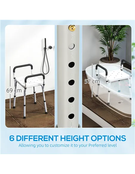 HOMCOM 57-69cm Aluminium Frame Bath Seat