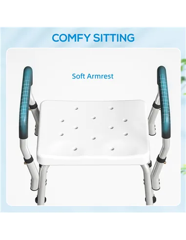 HOMCOM 57-69cm Aluminium Frame Bath Seat