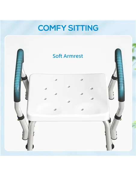 HOMCOM 57-69cm Aluminium Frame Bath Seat