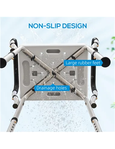 HOMCOM 57-69cm Aluminium Frame Bath Seat