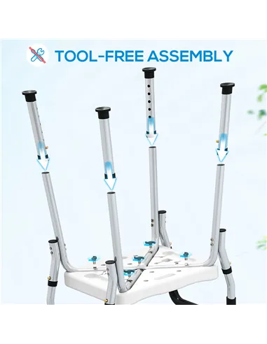 HOMCOM 57-69cm Aluminium Frame Bath Seat