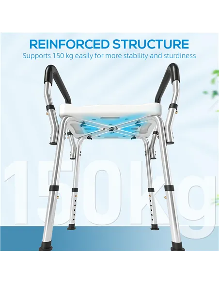 HOMCOM 57-69cm Aluminium Frame Bath Seat