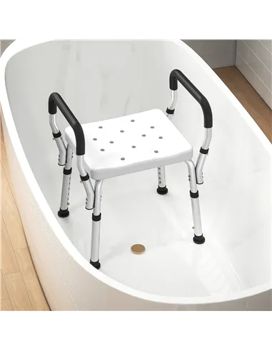 HOMCOM 57-69cm Aluminium Frame Bath Seat