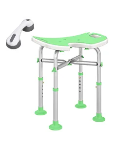 HOMCOM 39-51.5cm 'U' Seat Padded Shower Stool - Green